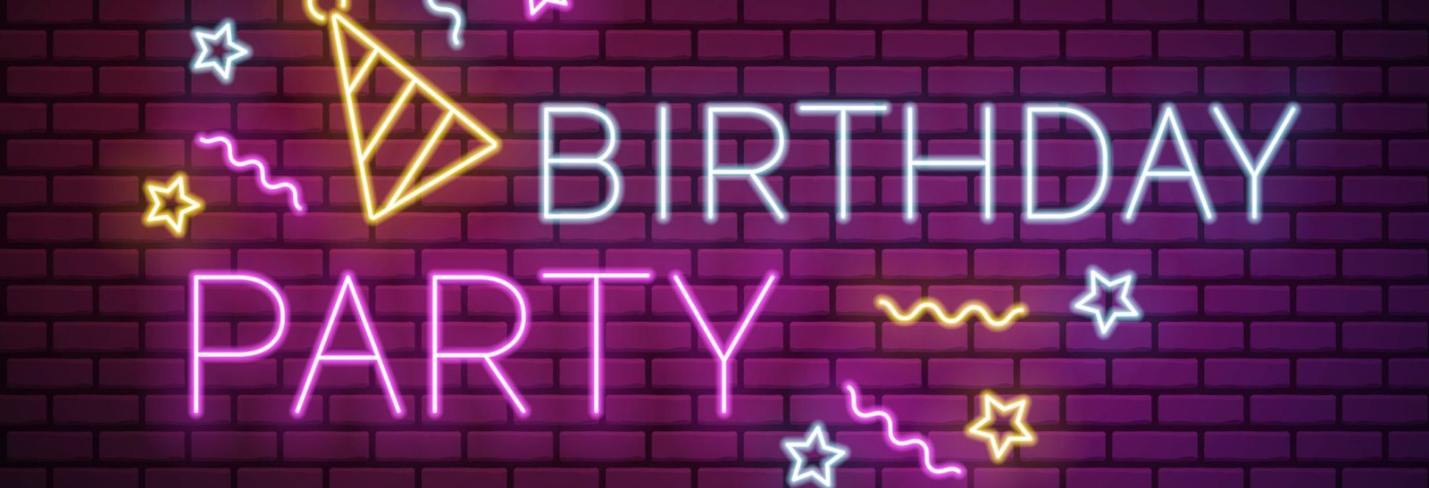 Neon  birthday party vector illustration